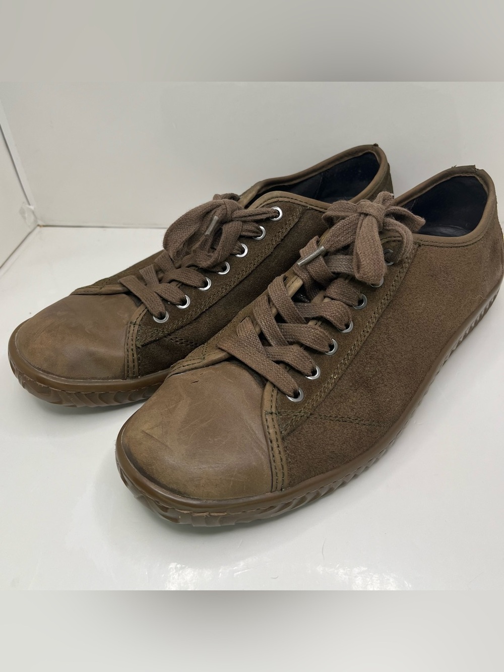 John Varvatos Brown Suede & Leather Low-Top Sneakers